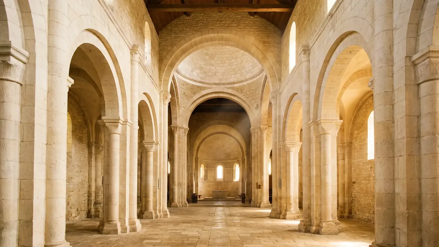 Nef et collatéraux de l'église romane de Saint-Privat-des-Prés
