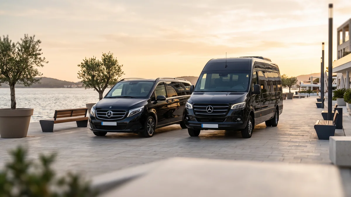 Flotte de véhicules avec chauffeur alignés pour un transport de groupe à Bordeaux