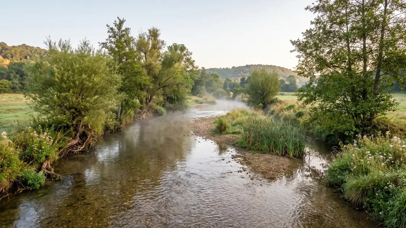 La Sauvanie bordée de saules et de prairies près de Verteillac