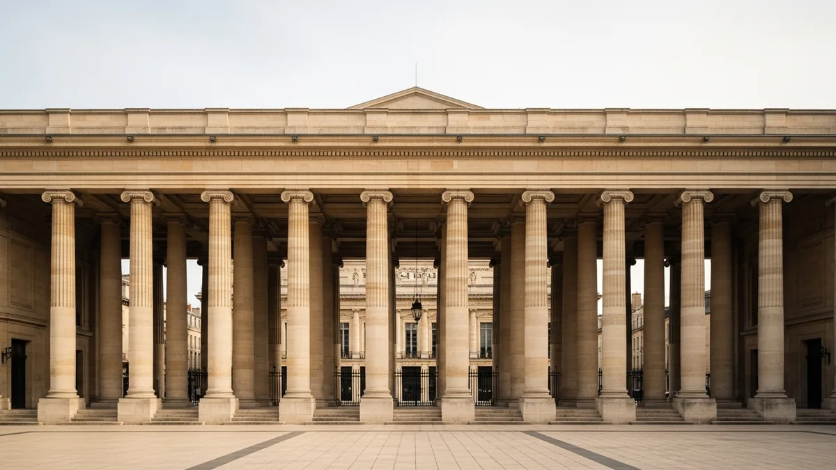 Colonnade du Grand Théâtre de Bordeaux dans la lumière de fin de journée