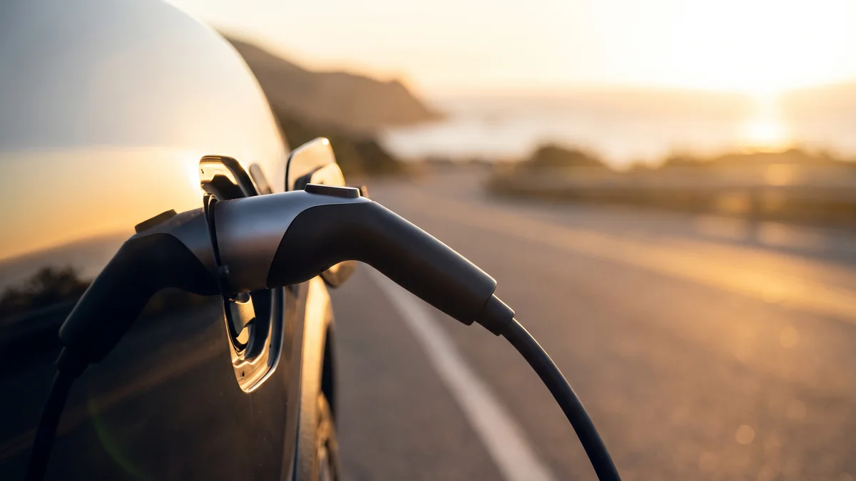 Berline électrique premium en recharge sur une borne à Bordeaux