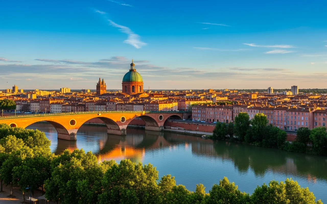 Chauffeur privé VTC Bordeaux vers Toulouse, la Ville rose — dôme de la Grave et Pont Neuf