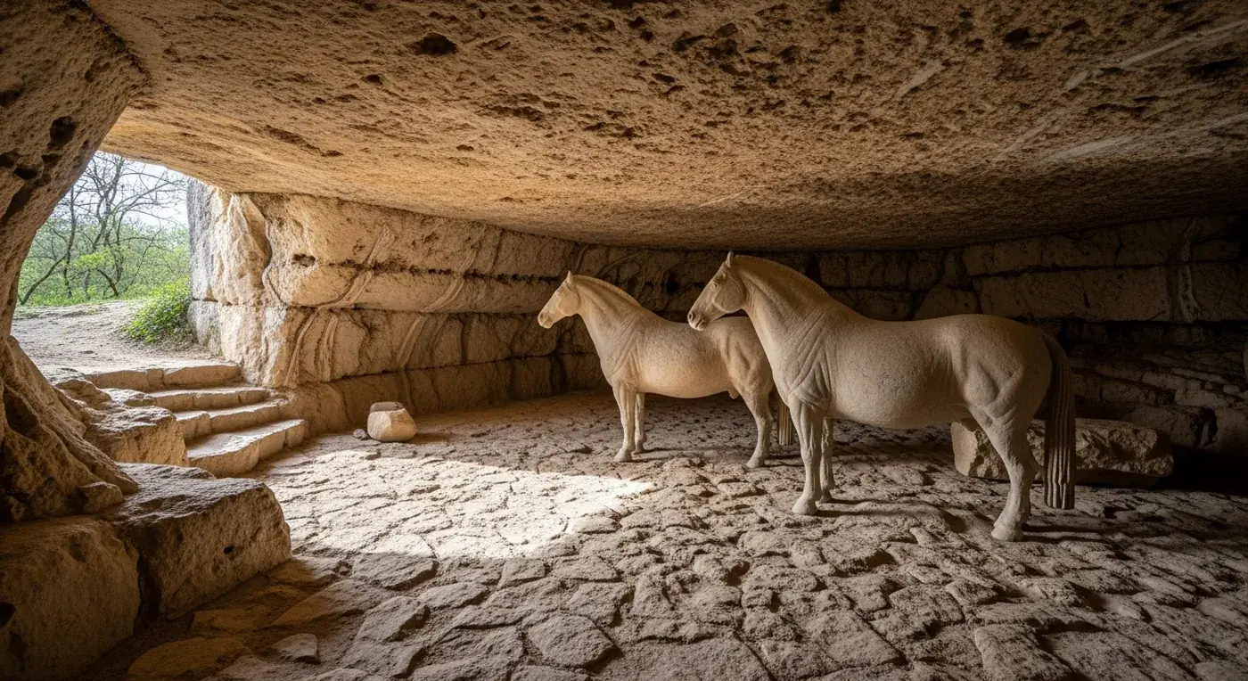 Frise sculptée monumentale de chevaux de l'Abri du Cap Blanc à Marquay, sculpture pariétale paléolithique