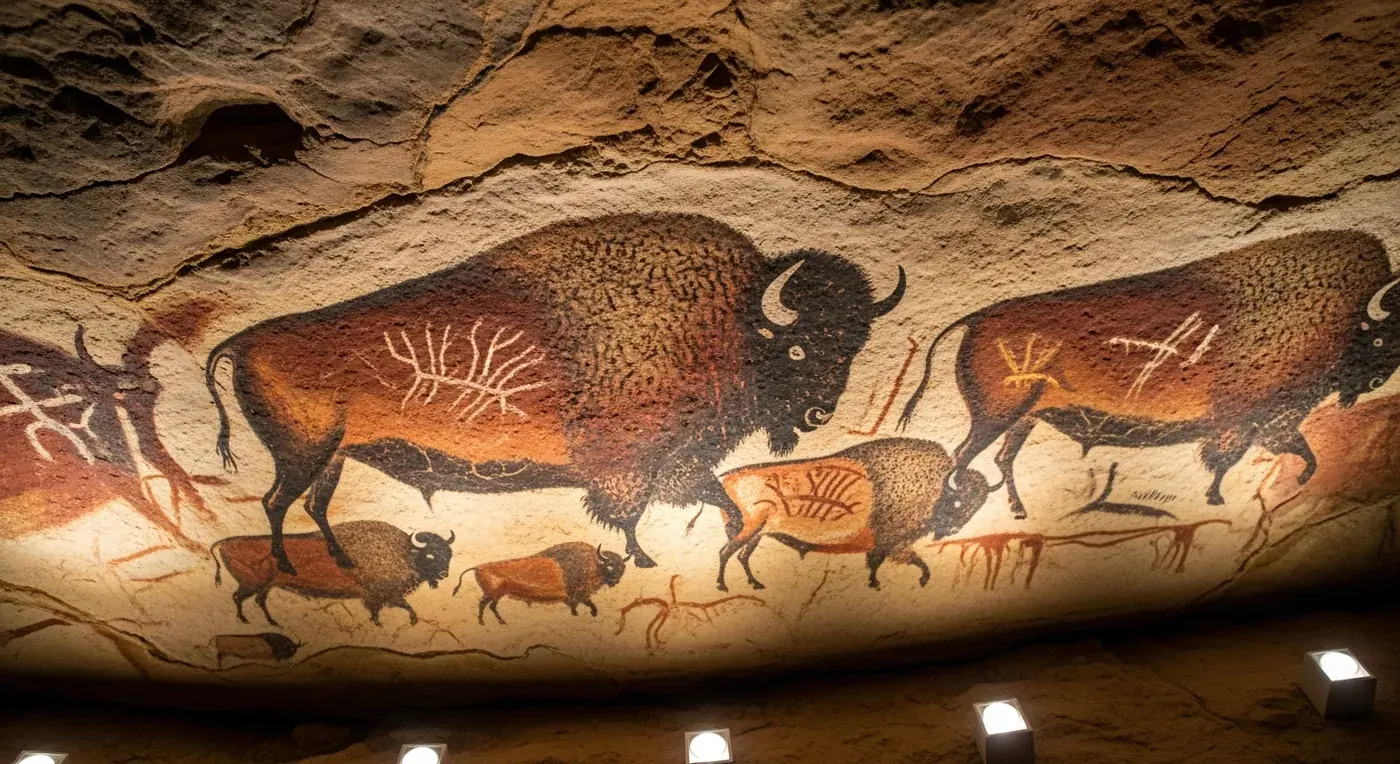 Bisons polychromes de Font-de-Gaume aux Eyzies, art pariétal magdalénien original